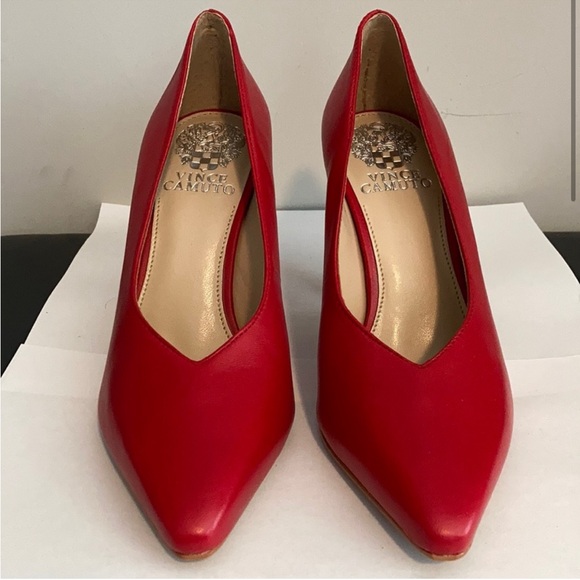 Red Leather Vince Camuto High Heels - Picture 2 of 12